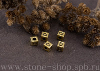 Бусина алфавит "D", литье, цвет "Античное золото", размер 4мм на 4мм на 4мм. Арт. А-740